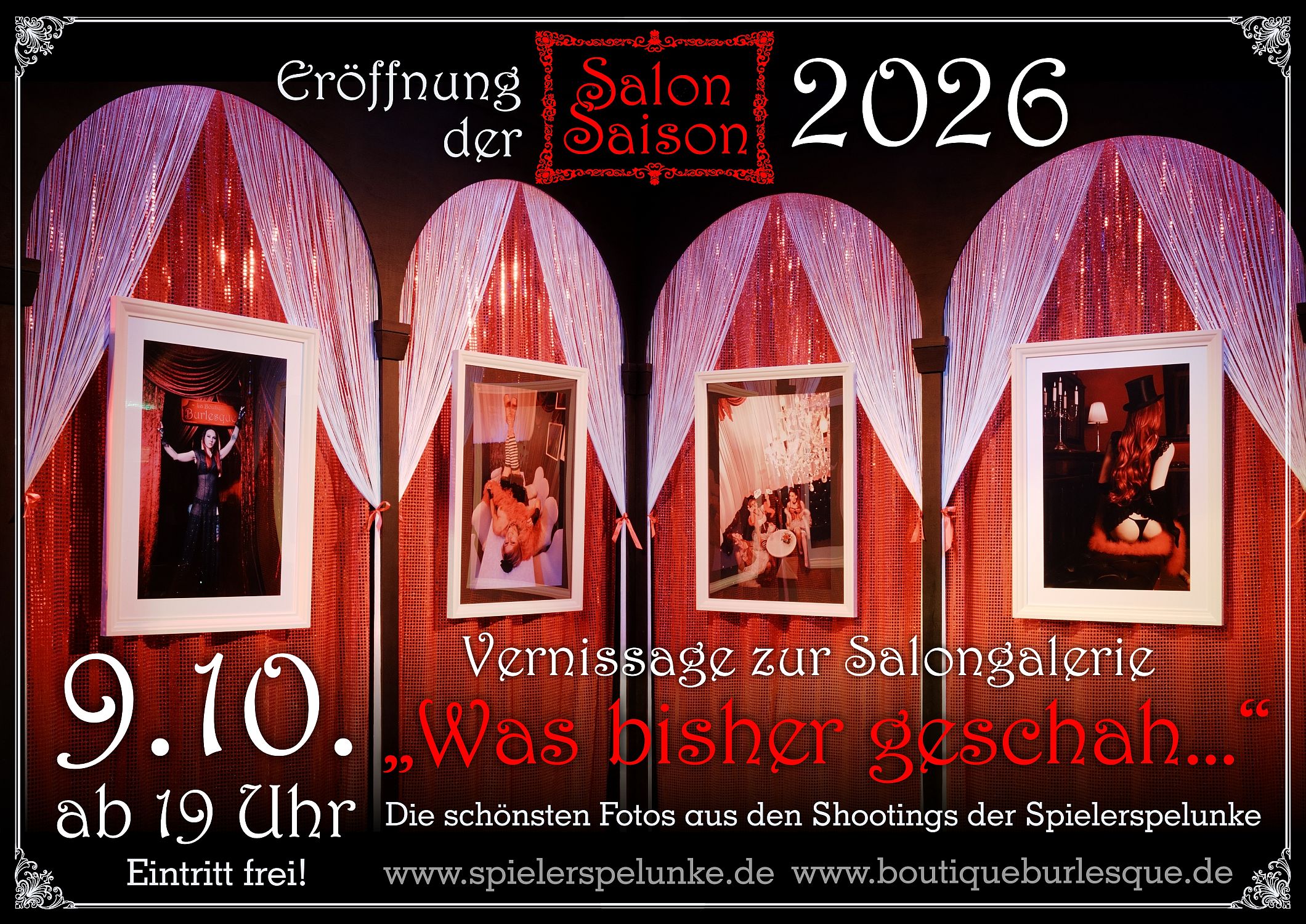 Eröffnung der SalonSaison 2026 mit einer Vernissage zur burlesken Fotogalerie