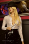 Preview: damenbluse weiss mit transparenten streifen und wetlookarenten streifen und wetlook