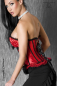 Preview: Burlesque Unterbrust Corsage mit angesetzten Satin-Cups, schwarzer Spitze und Satinschleifen