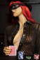 Preview: damenbluse schwarz mit transparenten streifen und wetlookarenten streifen und wetlook
