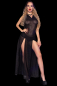 Preview: transparentes abendkleid lang beinschlitze kapuze mit panties spielerspelunke