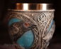 Preview: Gothic Fantasy LARP Trinkkelch mit Rabenmotiv und Edelstahleinsatz