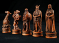 Preview: historische schachfiguren wikinger holzfarben elfenbeinfarben spielerspelunke