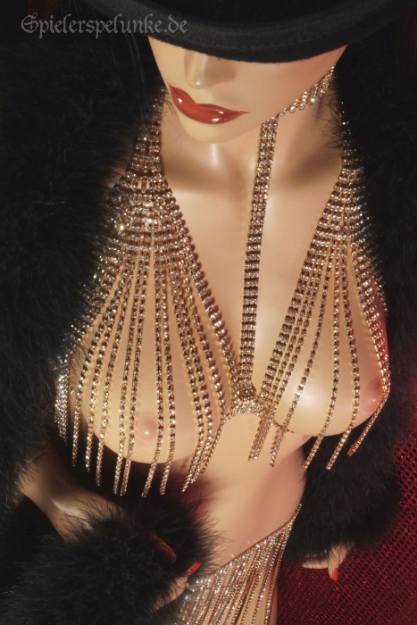 Spielerspelunke körperschmuck gold strass bh brustschmuck