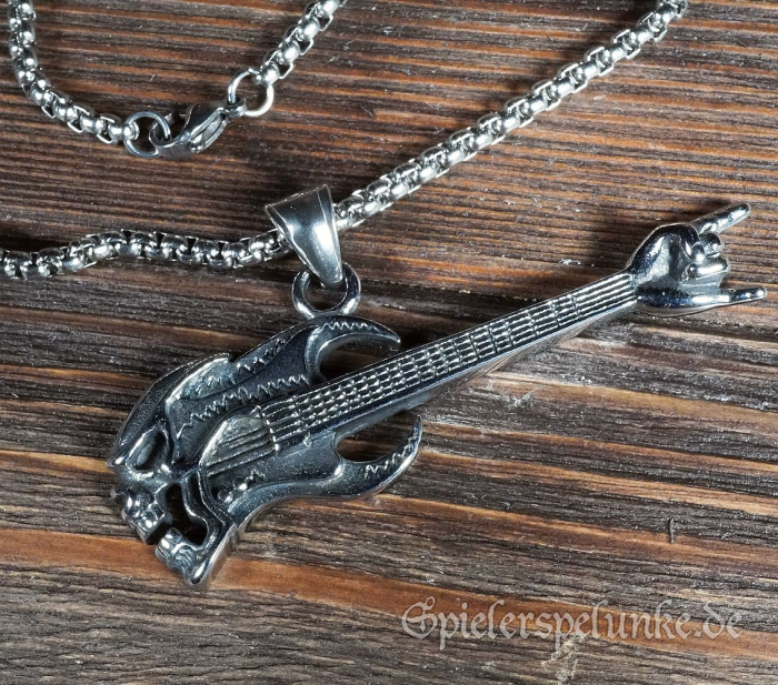 Spielerspelunke Halskette heavy metal guitar edelstahl kette