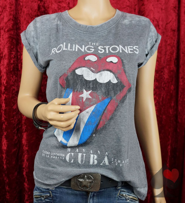 the rolling stones cuba havana classic tongue damen band merchandise shirt