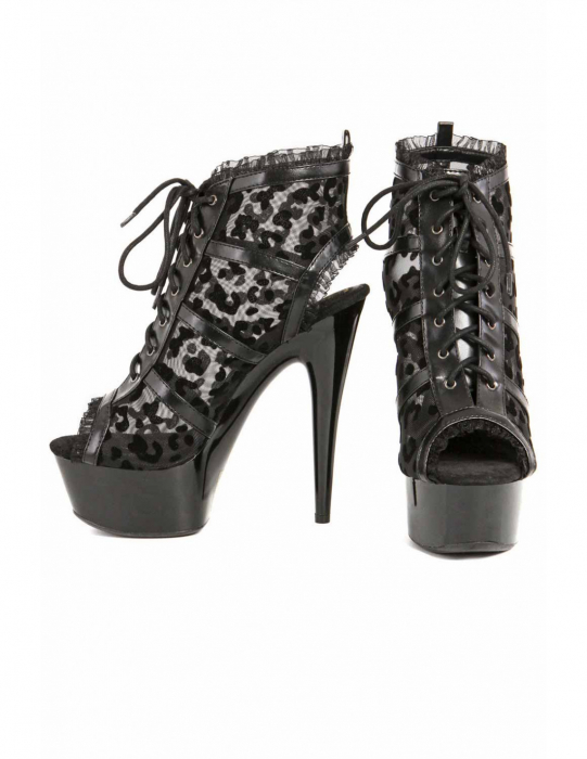 burlesque high heels viktorianisch plateausohle lackschwarz mesh leopardenmuster spielerspelunke