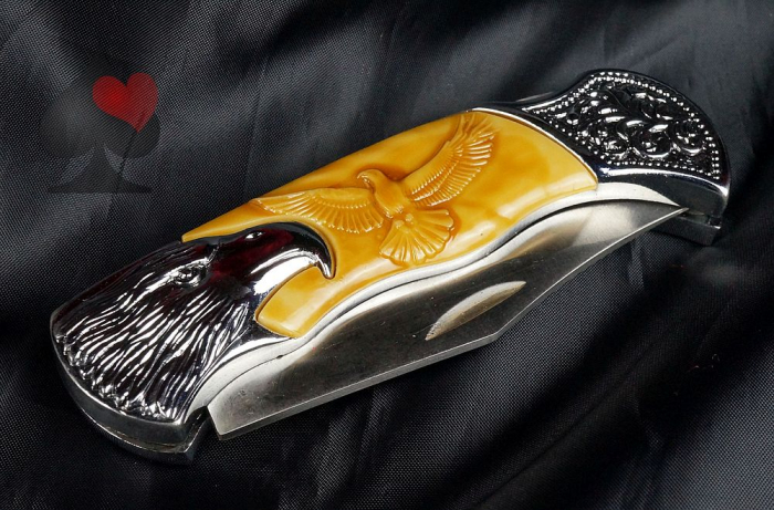 western biker camping klappmesser adler relief