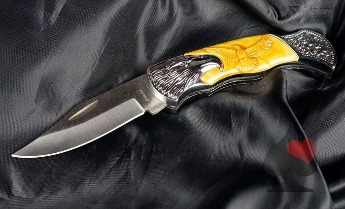 western biker camping klappmesser adler relief