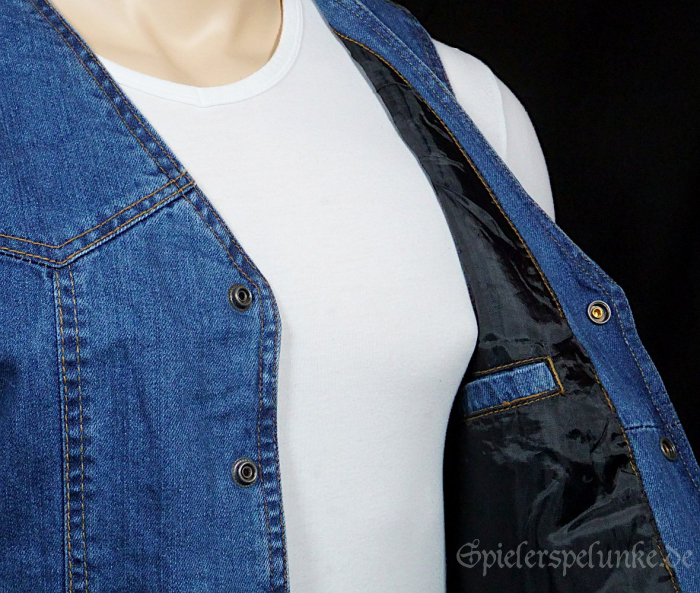 Herren Jeansweste klassisch mit Druckknöpfen mittelblau