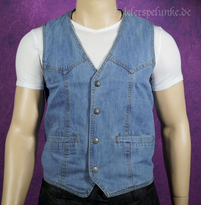 Herren Jeansweste klassisch mit Druckknöpfen hellblau