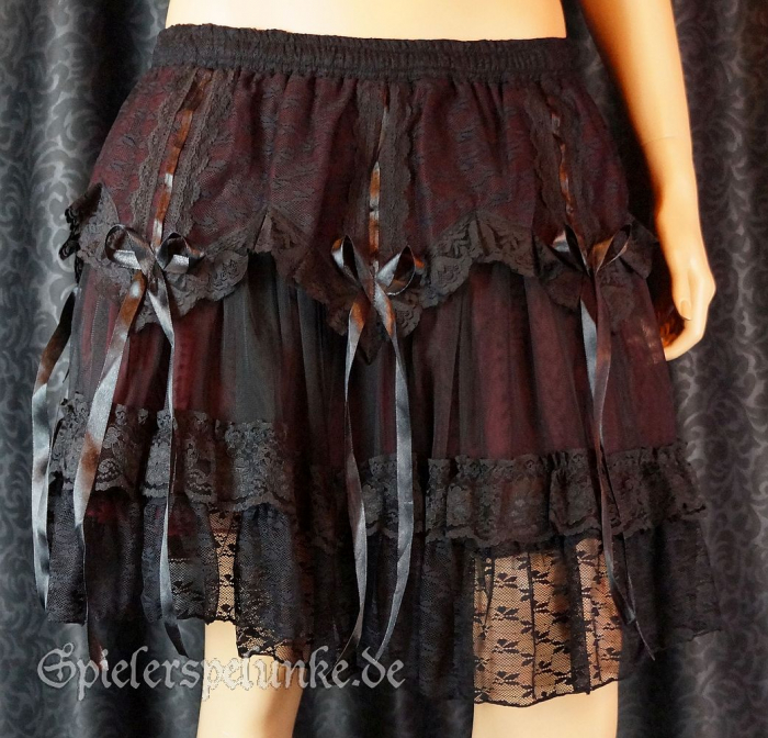 burlesque gothic minirock rot satin schwarz spitze