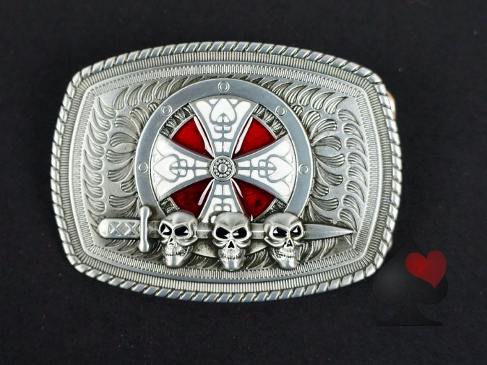 Gürtelschnalle Biker  Kelten Schild Totenkopf