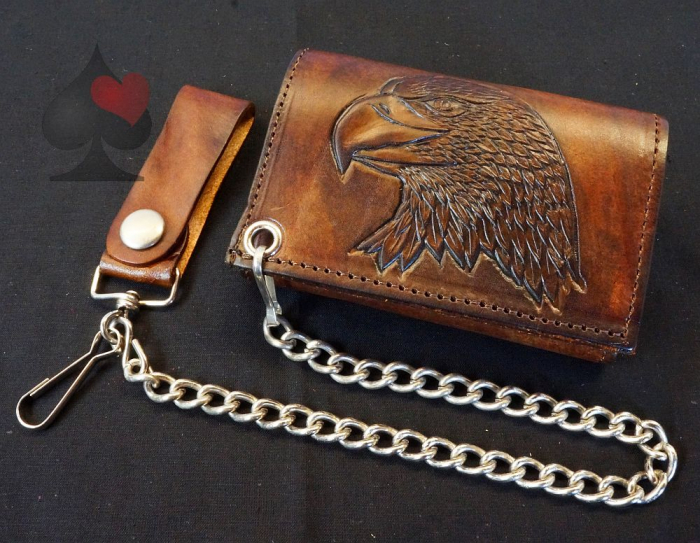 spielerspelunke biker geldbörse brieftasche wallet adler punziert