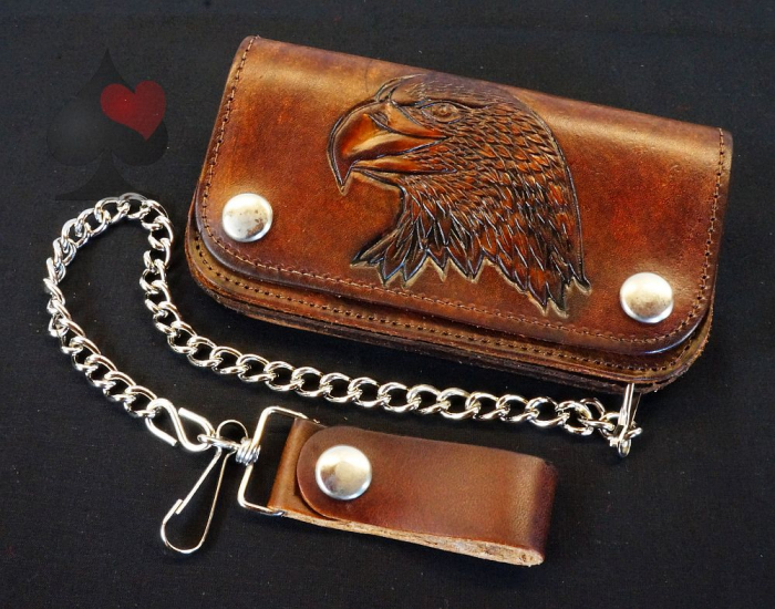 spielerspelunke biker geldbörse brieftasche wallet adler punziert