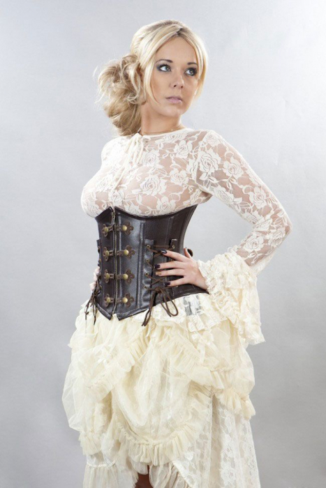 gothic spitzenbluse creme mit rompetenärmel