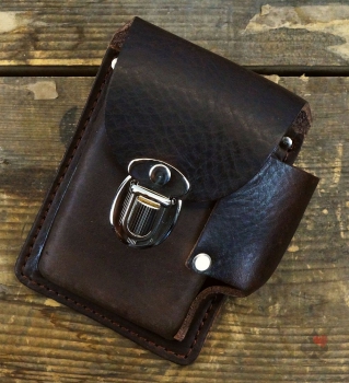biker leder guerteltasche zigaretten feuerzeug
