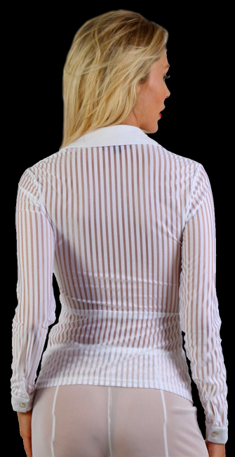 damenbluse weiss mit transparenten streifen und wetlookparenten streifen und wetlook