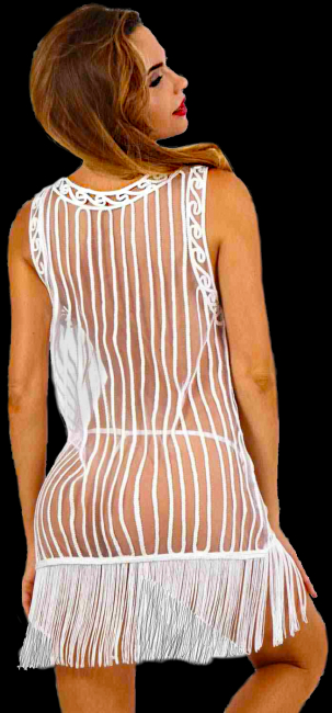 netztop netzkleid schwarz mit fransen