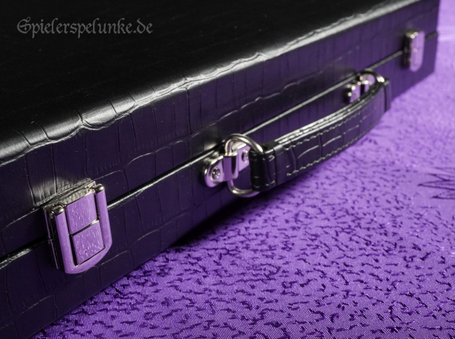 backgammon spielekoffer kunstleder schwarz velour grau schwarz weiß