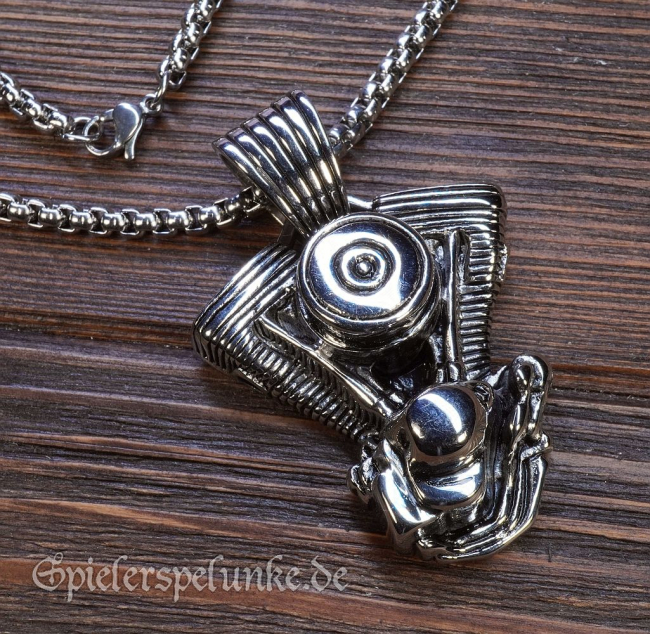 Spielerspelunke Halskette motorblock V-motor Biker Rocker