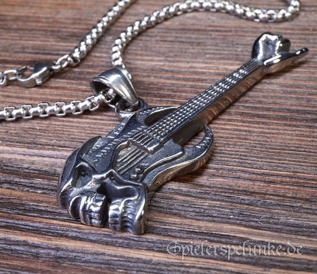 Spielerspelunke Halskette heavy metal guitar edelstahl kette