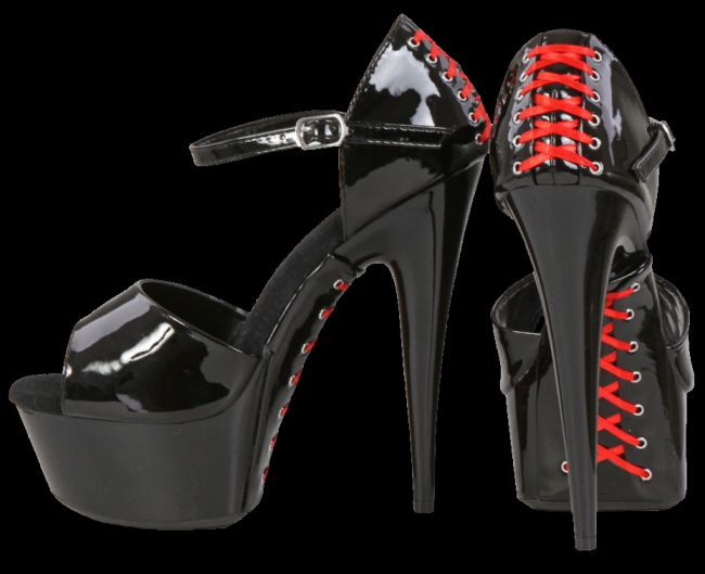 burlesque plateau high heel sandale lack schwarz rot korsettschnürung spielerspelunke