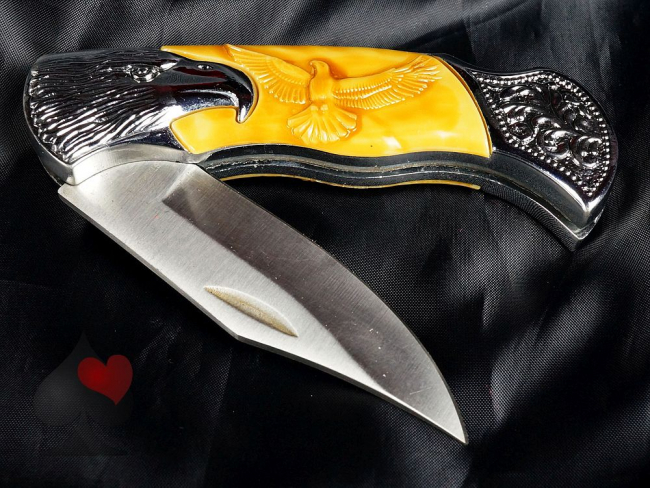 western biker camping klappmesser adler relief