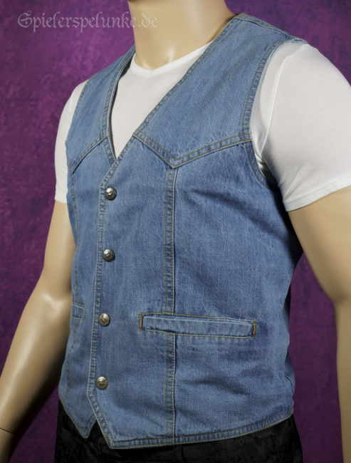 Herren Jeansweste klassisch mit Druckknöpfen hellblau