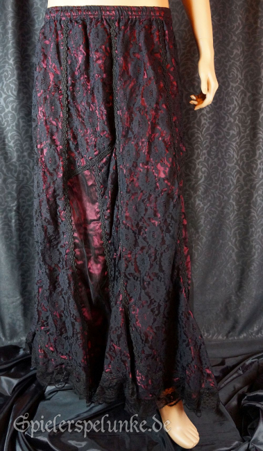 gothic rock lang burgund schwarz spitze