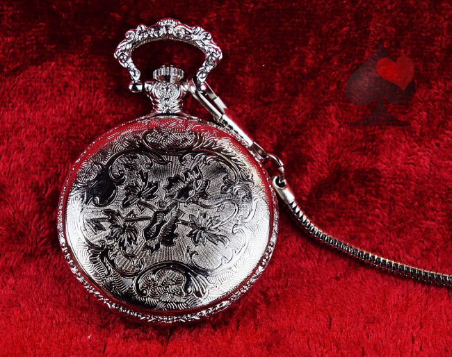 Taschenuhr mit Kette und Springdeckel Skorpion