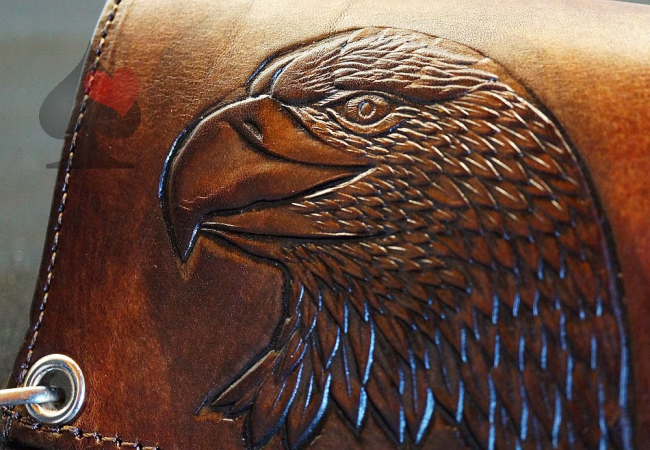 spielerspelunke biker geldbörse brieftasche wallet adler punziert