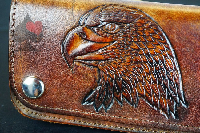 spielerspelunke biker geldbörse brieftasche wallet adler punziert
