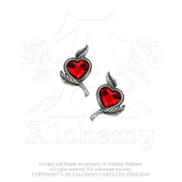 "Love's Blossom" Ohrstecker Paar Zinn mit rotem Swarovski Kristall