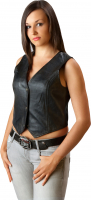 Damen Biker Lederweste schwarz
