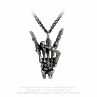 Rock Biker Halskette "Sign of the Horns" Skeletthand Zinn Alchemy