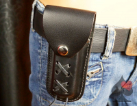 Western Biker Gürteltasche für Klappmesser Leder schwarz glatt