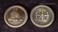 LARP Metall Spielmünzen "Pirat" goldfarben, 30mm Durchmesser Spielgeld
