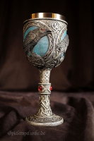 Gothic Fantasy LARP Trinkkelch mit Rabenmotiv und Edelstahleinsatz
