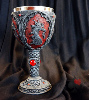 Drachenkelch Gothic Fantasy LARP schwarz/rot mit Edelstahleinsatz
