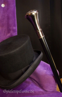 Gehstock schwarz mit silberfabenem Knauf mit Freimaurerlogo, 92cm lang, Gothic, Steampunk, Burlesque