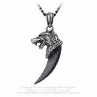 Männer Halskette "Wolf Macht" Wolfszahn Zinn Alchemy